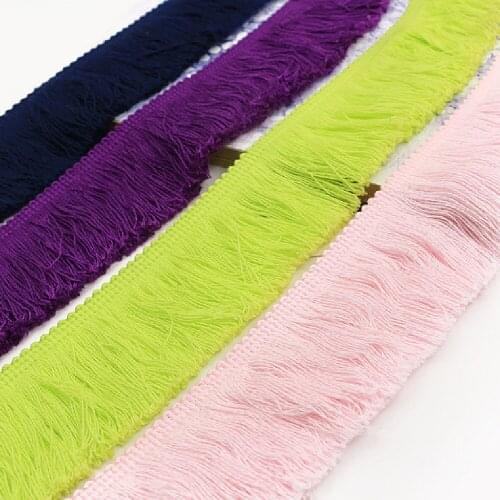 YACKALASI 12 Yards/Lot Short Fringe Braid Ribbon Tassel Trimming Bright Double Band Fringe 5cm Long