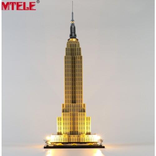 MTELE Brand LED Light Up Kit For Architecture Empire State Toys Building Blocks Compatible With 21046