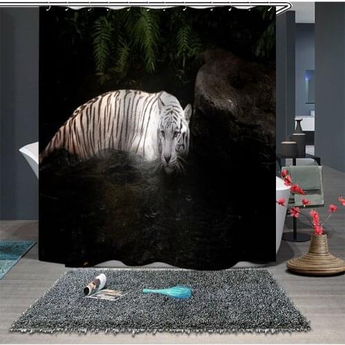 Custom Made Shower Curtain Bathroom Curtain Partition 1.5 x 1.8m 1.8 x 1.8m 1.8 x 2m Tiger Leopard Animal