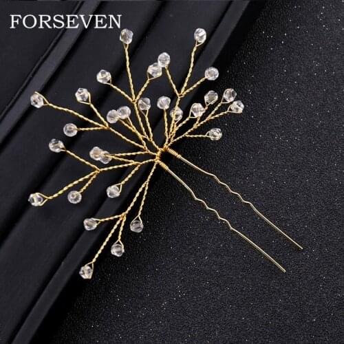 Women Hair Accessories Rhinestone Hairpins Wedding Crystal Hair Pin Golden Hair Sticks Hair Ornament For Women