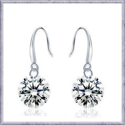 Ear Hook Tiny Round Zircon Drop Earrings For Women Wedding Fashion Jewelry Gift Dangle Earrings Sparkling Elegant Anti-allergy