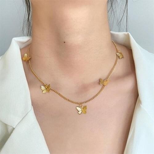 Summer Choker Necklace Gold Color Butterfly Necklace For Women Clavicle Chain Choker 2020 Fashion Female Jewelry Accessories
