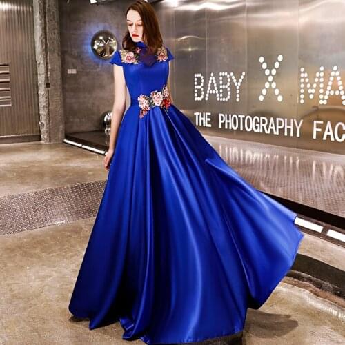 Beauty Emily Evening Dress 2020 Long Lace Up A Line Formal Party Prom Dress V-neck Bow Floor-length Dinner Gowns robe de soiree