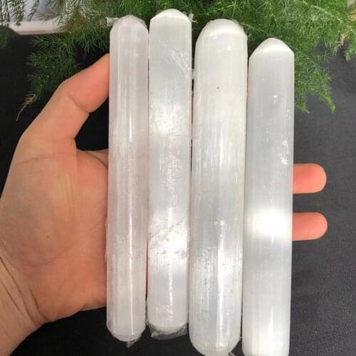15cm Natural Selenite Lamp Carved Pyramid Tower Healing Crystal Wand Heart Palm Stone Wicca Decor Point White Plate Gift