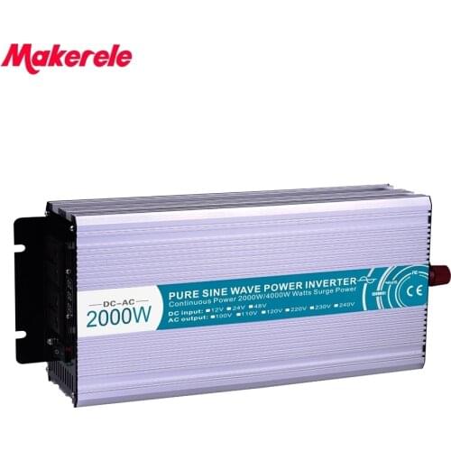 2000w solar inverter 12/24/48v 110/220v Fan Cooling off grid Output Waveform pure sine wave USB Output 5V 500mA Makerele