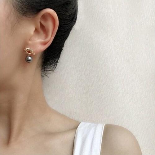 925 Silver Needle Gold-Plated Natural Freshwater Black Pearl Handmade Ear Pendant Earrings Jewelry for Women Gift 2021 New