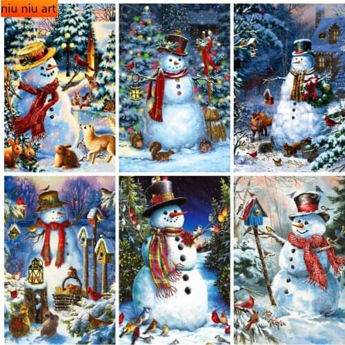 Diamond Painting Snowman Cross Stitch Full Square Drill 5D Diamond Embroidery Cartoon Mosaic Winter Christmas Decor