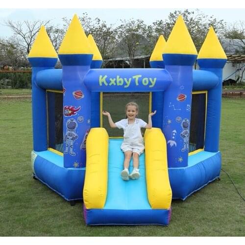 Free Shipping Inflatable Jumping Castle, Indoor Portable Bounce House with Air Blower, Bouncing Area with Mini Slide for Kids