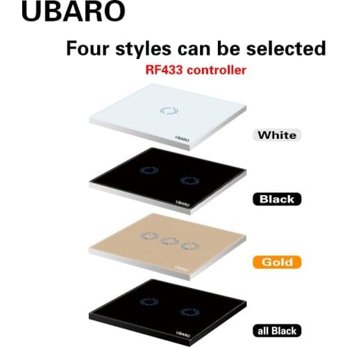 UBARO RF433 Wireless Transmitter Controller 86*86mm Tempered crystal Glass Panel 1/2/3 Key Only Remote Control Panel