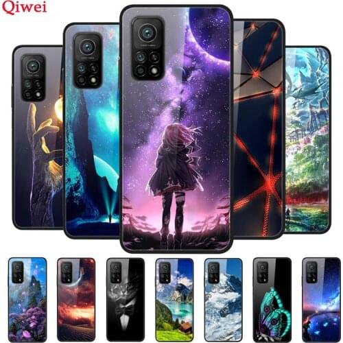 For Xiaomi Mi 10T Pro Case Printing Hard Back Tempered Glass Case For Xiaomi Mi 10T Lite 5G Cover Fundas for Mi10T Pro 5G 10 T