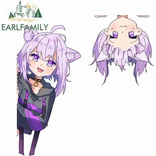 EARLFAMILY 13cm for Nekomata Okayu Hololive Car Stickers Occlusion Scratch Simple Decals Waterproof Trunk Decor Car Label