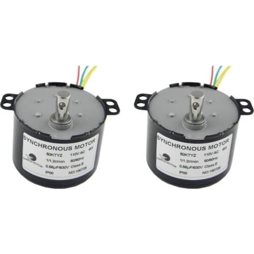 CHACNS Electric Motor 50KTYZ 110V 1-1.2RPM Geared Motor Synchronous Mini Gearbox for Fishing Rod 2PCS