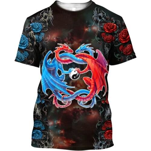 Skull Dragon Scales Spirit Art Men 3D Full Print T-shirts Summer Fashion Short Sleeve Tee Harajuku Punk Style Women/Unisex-2