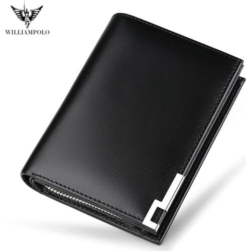 Italy Genuine Leather Wallet Men Short Wallets Vintage Cow Leather Casual Mens Purse Standard Holders Brand Slim Wallets NEW