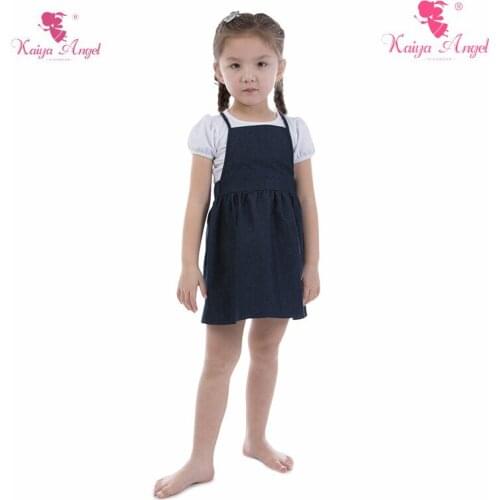 Kaiya Angel Girls Denim White Cotton Lace Princess Dress Summer Children Clothing Kids Dresses for Girls 2018 Factory Wholesale