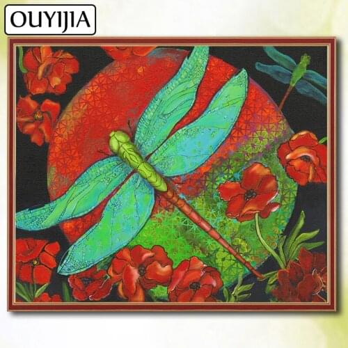 Dragonfly Butterfly 5D DIY Diamond OUYIJIA Animals Bird Painting Mosaic Square Picture Of Rhinestone Embroidery Painting Cartoon