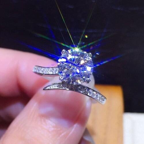 Pt950 White Gold Color 3 Carats Crystal Rings for Women Zircon Diamonds Gemstones Fashion Irregular Design Bague Jewelry Wedding