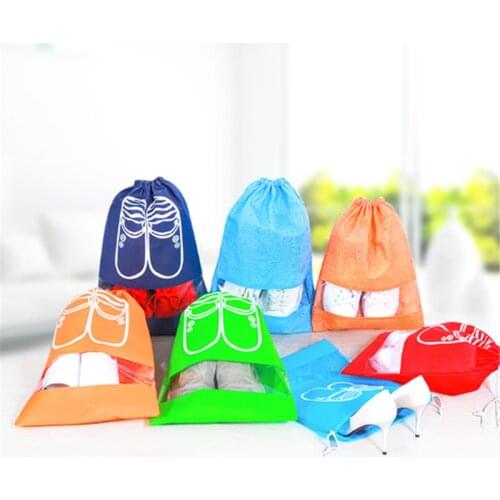 2 Sizes Waterproof Shoes Bag for Travel Portable Shoe Storage Bag Organize Non-Woven Tote Drawstring Bag Dolap Organizer