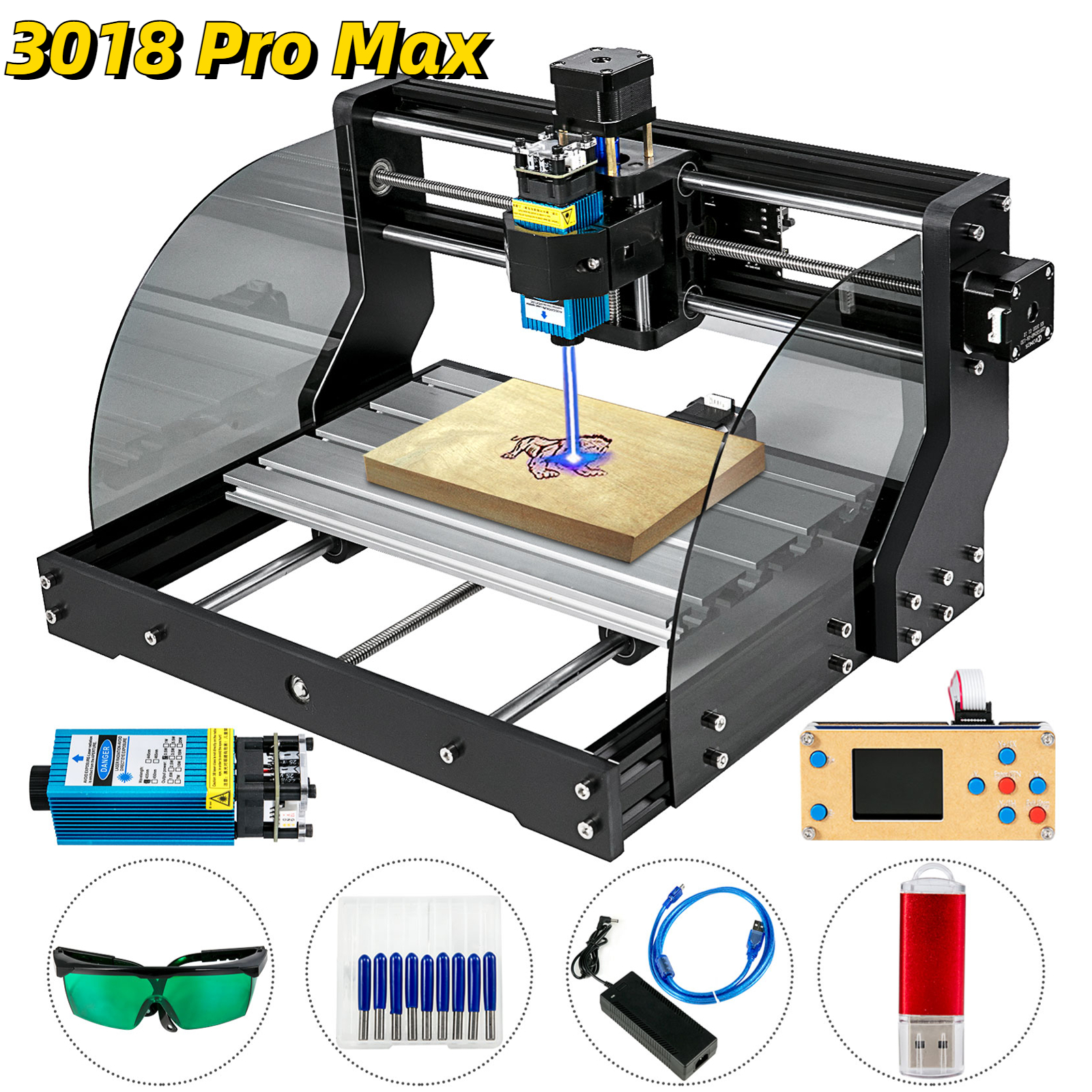 VEVOR CNC 3018 PRO MAX Router Laser Engraving Machine 3 Axis GRBL Control Wood Cutter Engraver Milling Machine for PCB PVC DIY