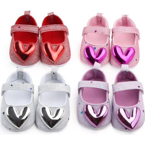 Summer Baby Undefined Infant Girls Indoor Soft-Soled Sequin Heart-Shaped Princess Shoes Baby Walking Shoes Girl