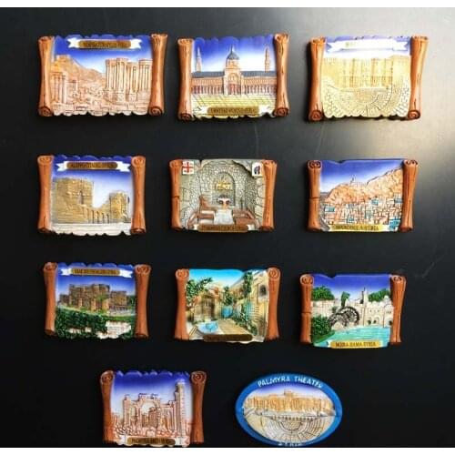 Fridge Magnet Syria Tourism Souvenirs Middle East Craft Decor Old building Hand Painted 3D Resin Magnetic Refrigerator Sticker