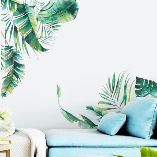 Tropical Plant Leaf Wall Sticker Decal Removable Adhesive Living Room Bedroom Wall Stickers