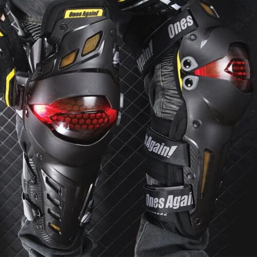 Led Light Motorcycle Knee Pads Joelheira Moto Motocross Guards Riding Kneepad MTB MX Knee Protector Protective Gear CE EN1621-1