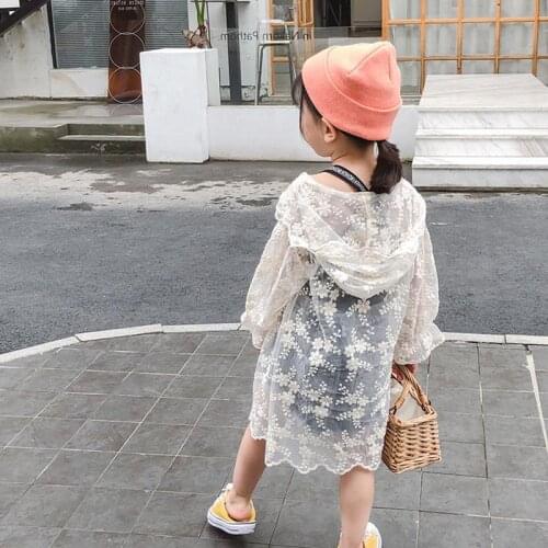 2021 New Summer Girls Jackets Coats Lace Top Fashion Outwear Toddler Age 8 10 Floral Embroidery