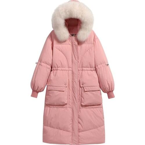 2021 New Winter Trend White Duck Down Womens Down Jacket Warm Hooded Fashion Large Size Big Fur Collar Women Down Jacket NBH223