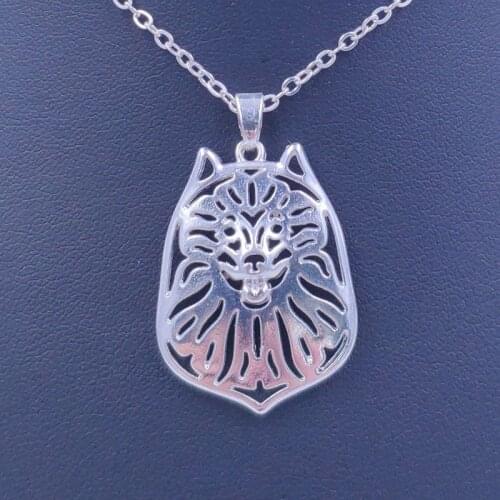 New Cute Keeshond Necklace Dog Animal Pendant Gold Silver Plated Jewelry For Women Male Female Girls Ladies Kids Boys N110