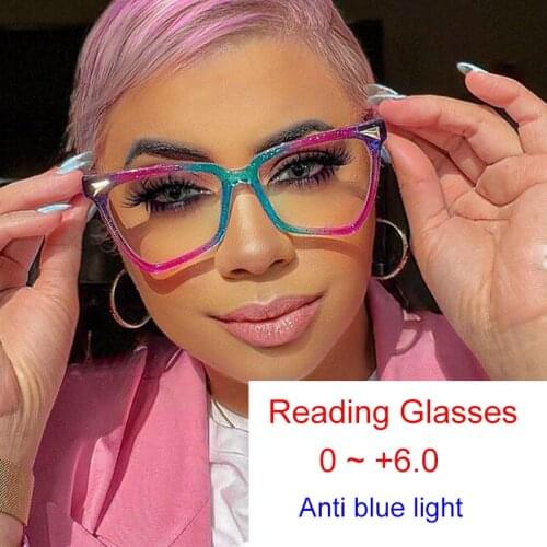 Rainbow Colors Prescription Presbyopia Glasses 0 to +6.0 Degrees Anti Blue Light Reading Eye Glasses Frame Women Vintage Glasses