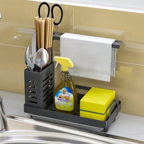 Sink Tidy Kitchen Sink Caddy Organizer Stainless Steel Sponge Brush Holder With Drain Pan Premium Kitchen Drying Rack Organizer