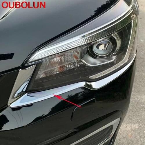 OUBOLUN For Subaru Forester SK 2018 2019 Front Head Light Lamp Eyebrow Eyelid Bezel Cover Trim Interior Accessories ABS Chrome