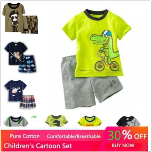 Pajamas For Baby Girl Set Boy Cartoon Clothes Kids Short Sleeve Pyjamas Girls Sleepwear Top Pants Summer Children Outfits 2-7Y