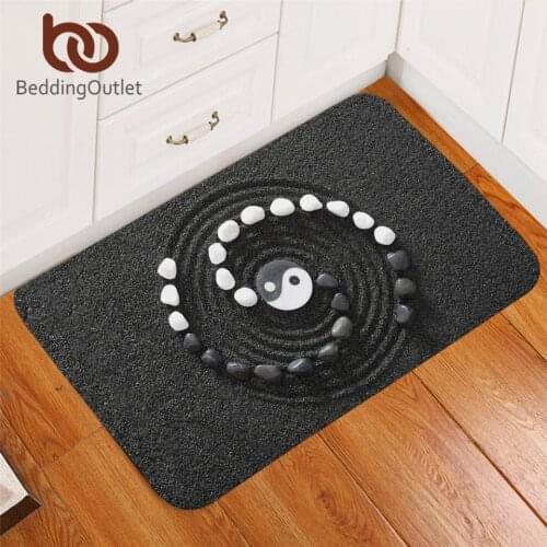 BeddingOutlet Tai Chi Mat Rug Yin ang Yang Rectangle Area Rug Stones Carpet Black White Floor Mat 40×60cm Decorative Alfombra