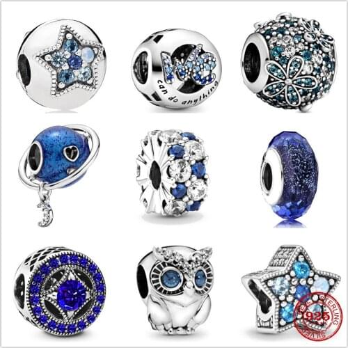 The new Silver Shiny Owl Fish Flower The moon orbits the earth fit Pandora Charm Silver 925 Bead Bangle with stylish DIY jewelry
