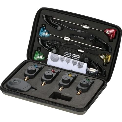 Lixada Wireless Fishing Bite Alarms Set Digital Fishing Alarm Kit 1 Receiver 4 Alarms With 4pcs Swinger Illuminated LED Swinger