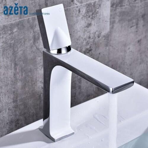 Azeta Bathroom Brass Chrome Faucet Cold And Hot Water Function Wash Basin Faucet Single Hole Deck Mounted Basin Mixer Tap AT9906