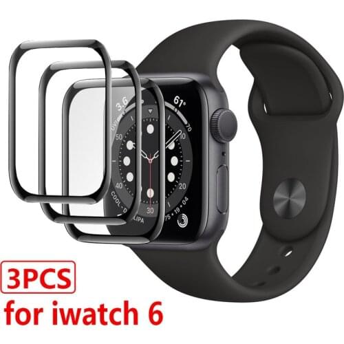 Glass Film for IWatch Series 6 SE Full Cover Curved Black Edge Tempered Glass Screen Protector 40mm 44mm Screen Protectors