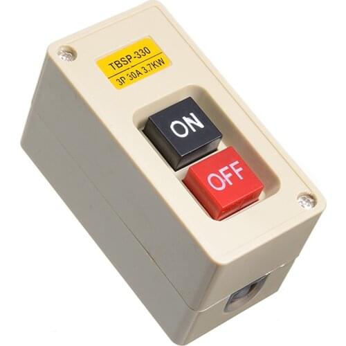 TBSP-330 Power Push Button Switch 3.7Kw 30A Power Push Button Switch Station ON/OFF Lock Tend For Textile Mechanical Equipment