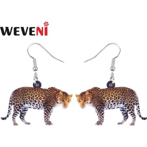 WEVENI Acrylic Leopard Panther Earrings 2018 Long Dangle Drop Vintage Wild Jungle Animal Jewelry For Women Girls Wholesale Gift