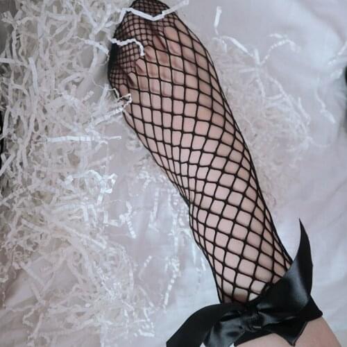 Black Bow Socks For Women 2020 Fashion Streetwear Fishnet Socks Sexy Hollow Out Mesh Short Ankle Sock Ladies Girls Sokken