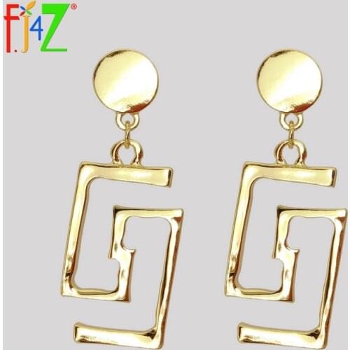 F.J4Z Hot Women Earrings Brand Chic Geometric Ladies Statement Puzzle Shape Pendant Earrings Bijoux