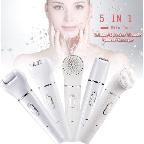 5 in 1 Women Epilator No Pain Body Hair Removal Kit Lady Shaver Arm Leg Armpit Bikini Trimmer Women Epilator Face Massage