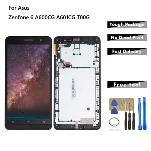 LCD For Asus Zenfone 6 A600CG A601CG T00G LCD Display Touch Screen Digitizer Replacement Panel Glass Assembly with Frame