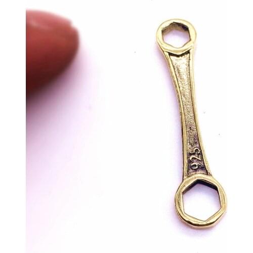 1PC Retro Brass Mini Wrench Lanyard Pendant Keychain Key Chain Ring DIY Decorative Accessories EDC Creative Pendant Multi-tool