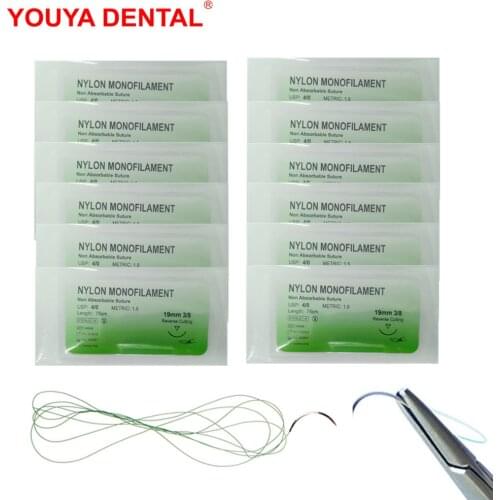 12pcs 75cm Medical Suture Needles With Thread Suture Material 4/0 Nylon Monofilament for Training Suture Practice Kit Instrument