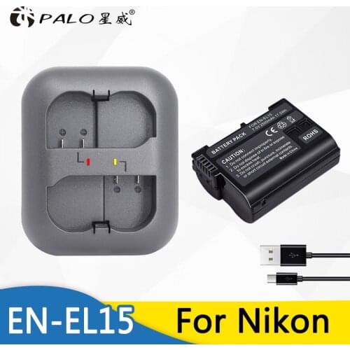 1xPalo EN-EL15 ENEL15 EN EL15 Digital Battery+LED Dual USB Charger For Nikon DSLR D600 D610 D800 D800E D810 D7000 D7100 D7200 V1