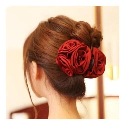 20PcKorean High Quality Girls Elegance Hair Clips Big Cloth Flowers Plastic Hair Claws Headbands for Women Hair Accessories