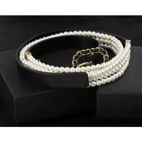 2020 Brand Fashion Jewelry Women Vintage Thick Chain Long Belt Pearls Necklace Belt Party Fine Fashion Jewelry